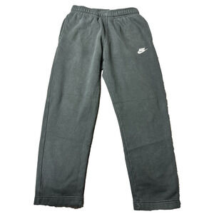 Nike Mens M Black Baggy Sweatpants Athletic Fleece Straight Leg Logo Faded